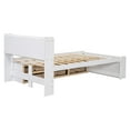 thumbnail image 4 of Full Size Platform Bed Frame,Upholstered Wood Daybed with 6 Storage Drawers and  Bookcase Headboard,Mattress Foundation,Wooden Slats Support,No Box Spring Needed,White, 4 of 9