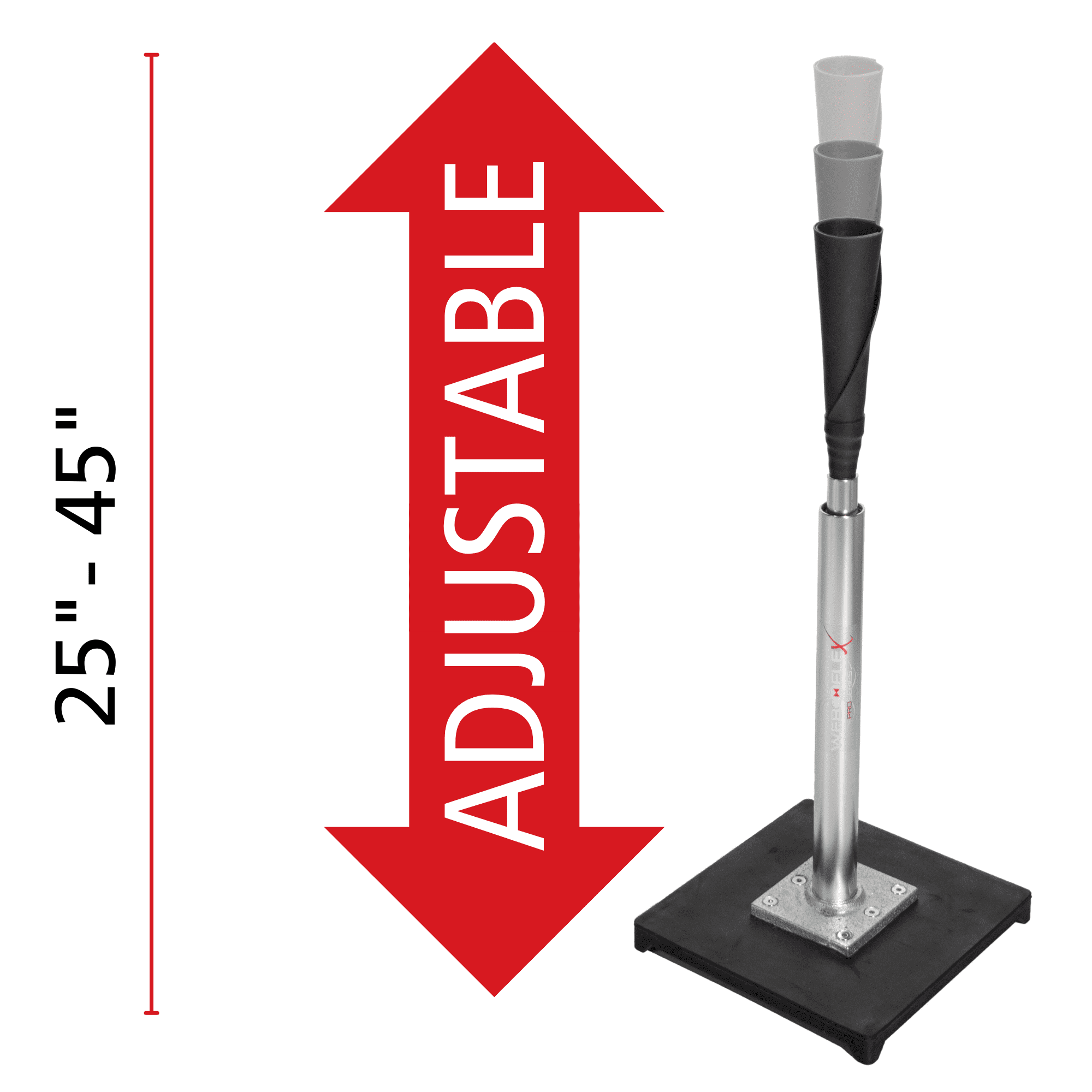 Web Flex Adjustable Batting Tee for Baseball & Softball – Flexible Rubber Top, Telescoping Stem & Hitting Trainer