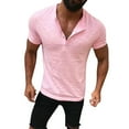thumbnail image 2 of ylioge Mens Short Sleeve T Shirts Casual Pullover Button Crewneck Tees Tops Athletic Workout Quick-Drying Solid Basic Stretchy Slim Running Tshirts, 2 of 7