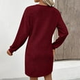 thumbnail image 3 of Dresses for Women Solid Color Casual Long Sleeved V-neck Side Pocket Casual Fashion Dress Floral Vocation Beach Sundress, 3 of 6