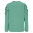 thumbnail image 6 of Lenpel Women's T Shirts Pleated Long Sleeve Crew Neck Solid Color Fleece Warm Dressy Casual Tunic Tops Loose Tee Blouses(Mint Green,X-Large), 6 of 7