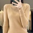 thumbnail image 2 of Gyexs V Neck Sweaters for Women Casual Long Sleeve Crewneck Pullover Tops Warm Soft Wool Seamless Pullover Womens Winter Clothes, Gold, Size XL, 2 of 6