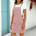 thumbnail image 7 of Qiopertar Corduroy Overall Dress for Women Adjustable Straps Multi-Pocket Jumper Casual Fall Winter Vintage Pinafore Dress, Pink XL, 7 of 7