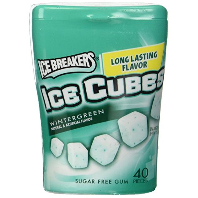 ICE BREAKERS ICE CUBES Sugar Free Wintergreen Gum, 40 Pieces (3.24