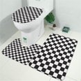 thumbnail image 2 of Black and White Checkered Pattern Bathroom Rugs Sets 3 Piece,Toilet Cover Set,Absorbent Non Slip Bathroom Mats Sets with U-Shaped Contour Rug Toilet Rug Set, 2 of 5