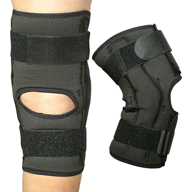 Bilateral Hinged Knee Brace for Men & Women – Post Op Knee Leg Compression,  Stabilizer & Support Wrap for Swollen ACL, MCL, Tendon, Athletic Injury
