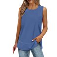 thumbnail image 3 of TKLPEHG Tank Tops for Women Crew Neck Tank Top Loose Comfy Lightweight Solid Color Fashion Sleeveless T Shirt Casual Summer Clothes Blouses (Blue,S), 3 of 6