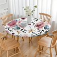 thumbnail image 3 of Pioneer Flower Floral Print Pattern Round Fitted Tablecloth with Elastic Edge,Dining Table Cover Waterproof,Outdoor Round Tablecloth for Camping,Dining,Indoor and Outdoor, 3 of 7