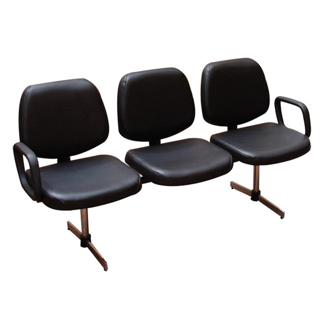 Banca De Espera De Tres Lugares, Negro FUENTES DE LA BELLEZA BANCA DE ESPERA EXPO