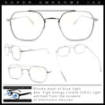thumbnail image 2 of Hipster Metal Rectangle Double Bridge Blue Light Filtering Computer Glasses Silver, 2 of 8