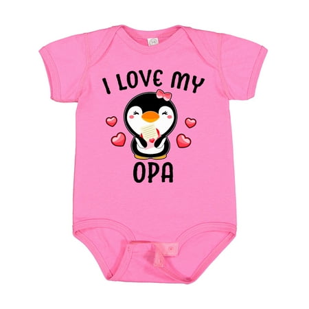 

Inktastic I Love My Opa with Cute Penguin and Hearts Gift Baby Girl Bodysuit