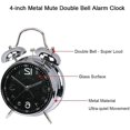 thumbnail image 3 of Reloj despertador de metal de 4" con dos campanas, fácil de configurar, con pilas, para viajes, de cuarzo, mecánico, para niños (negro), 3 of 5