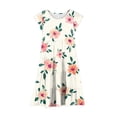 thumbnail image 4 of Auroural Girls Dresses Size 10-12 Casual Girls Dresses 10-12 Girls' Summer Flower Print Short Sleeve Ruffled Pockets Round-Neck Printed Dress For Kids, 4 of 5