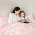 thumbnail image 5 of Homewish Merry Christmas 7-Piece Bedding Comforter Set,Cute Christmas Snowflake King Bedding Sets,Pink White Bed Sheets For Girls Kids,Super Cozy Room Decor Reversible, 5 of 9