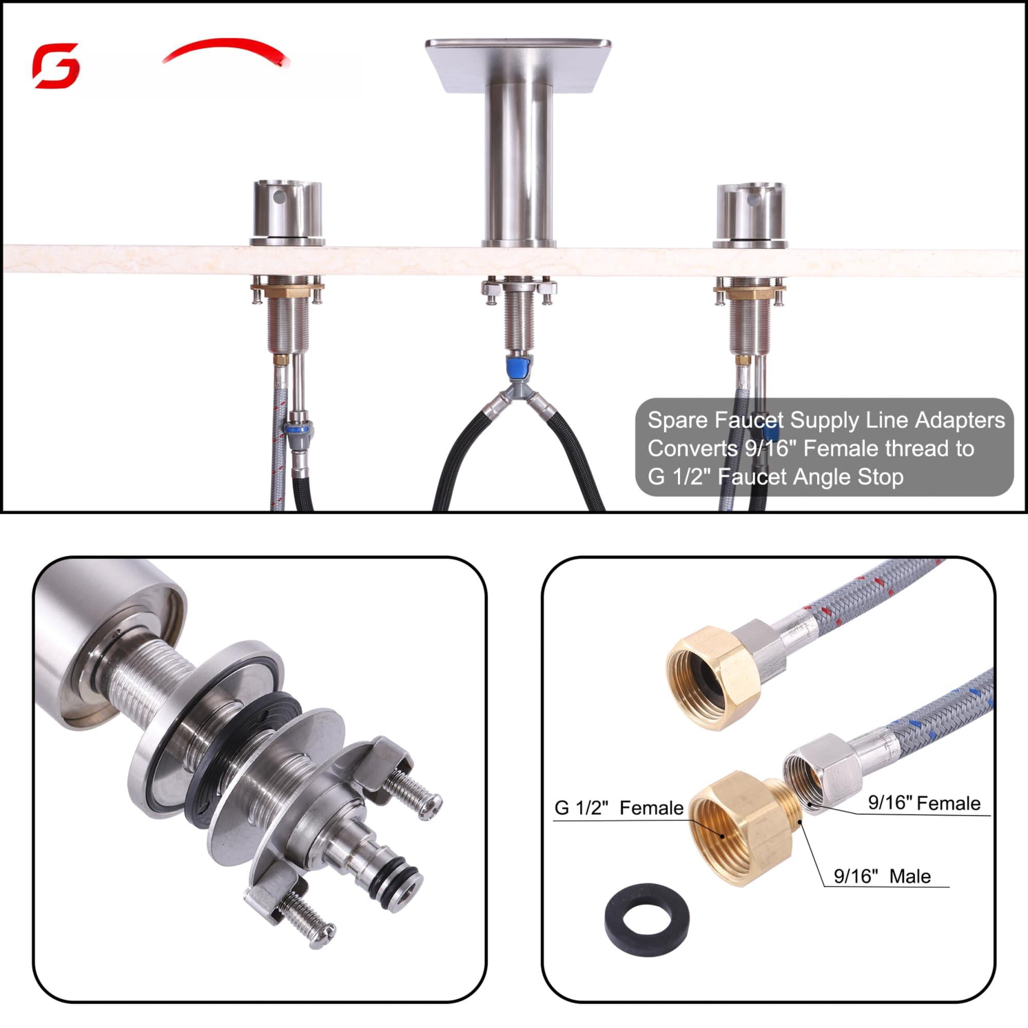 Roman Tub Faucet Brushed Nickel 3 Hole Waterfall Bathtub High Flow 2 Handle Bath Set