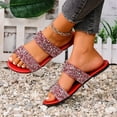 thumbnail image 7 of Quaouag Women Rhinestone Decor Flat Sandals Square Toe Fashion Glitter Bling Slides With Soft Summer Slippers, 7 of 7