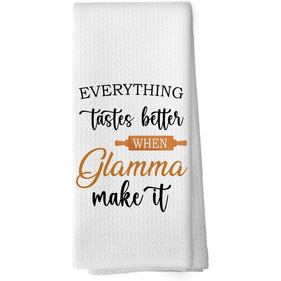 Glamma Gifts Kitchen Towels - Grandmother Mom Dish Towels, Grandma Birthday Gifts from Grandkids Decorative Absorbent Dishcloths Hand Towel for Kitchen Decor 18x26 Inches