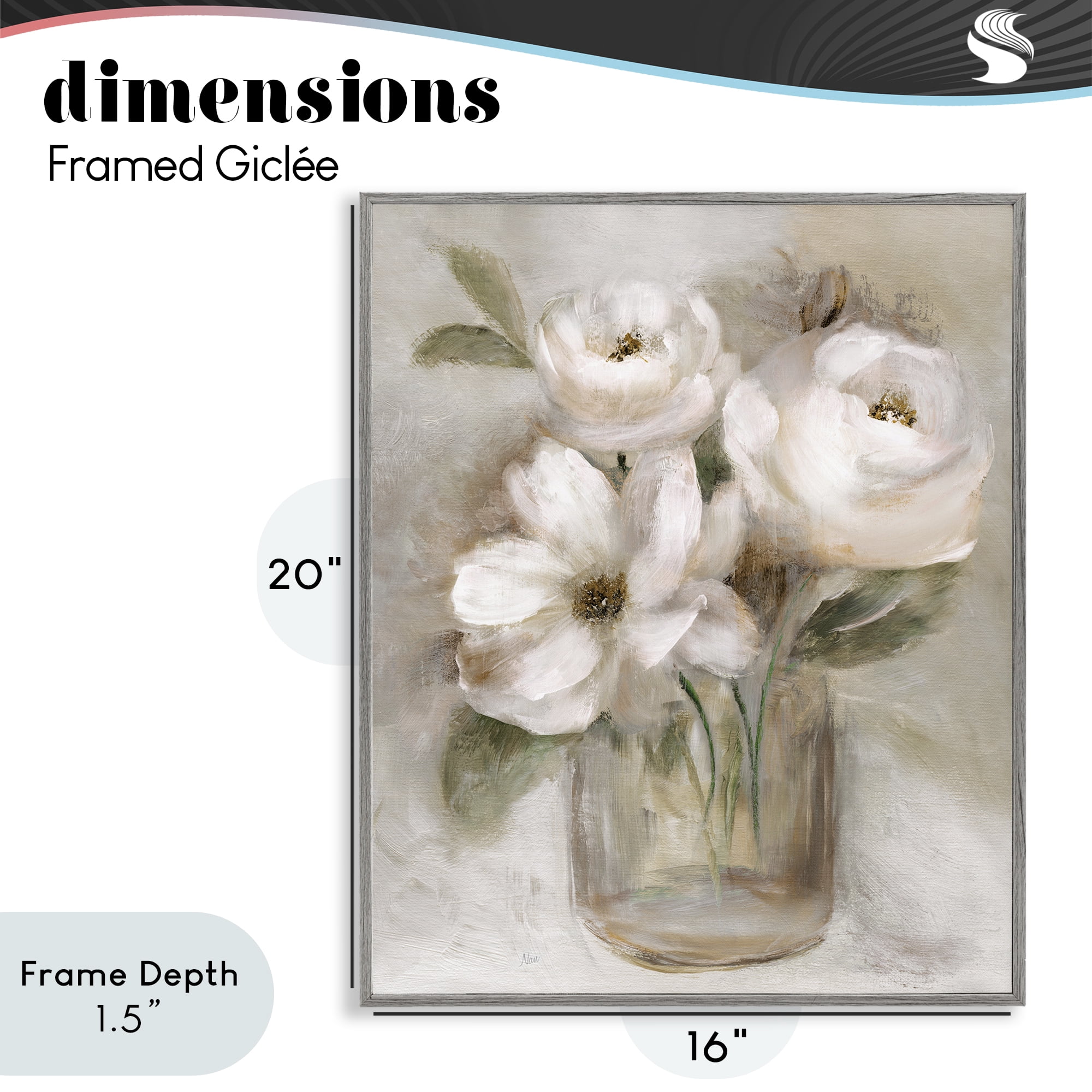Stupell Industries Soft Brushstroke Roses Gray Framed Giclee Art, design by Nan