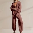 thumbnail image 2 of 2 Piece Plus Size Sets for Women Fall Solid Color Two Piece Outfits Sweater Sets Oversized Cardigan And High Waisted Pants Matching Set Sets, 2 of 8