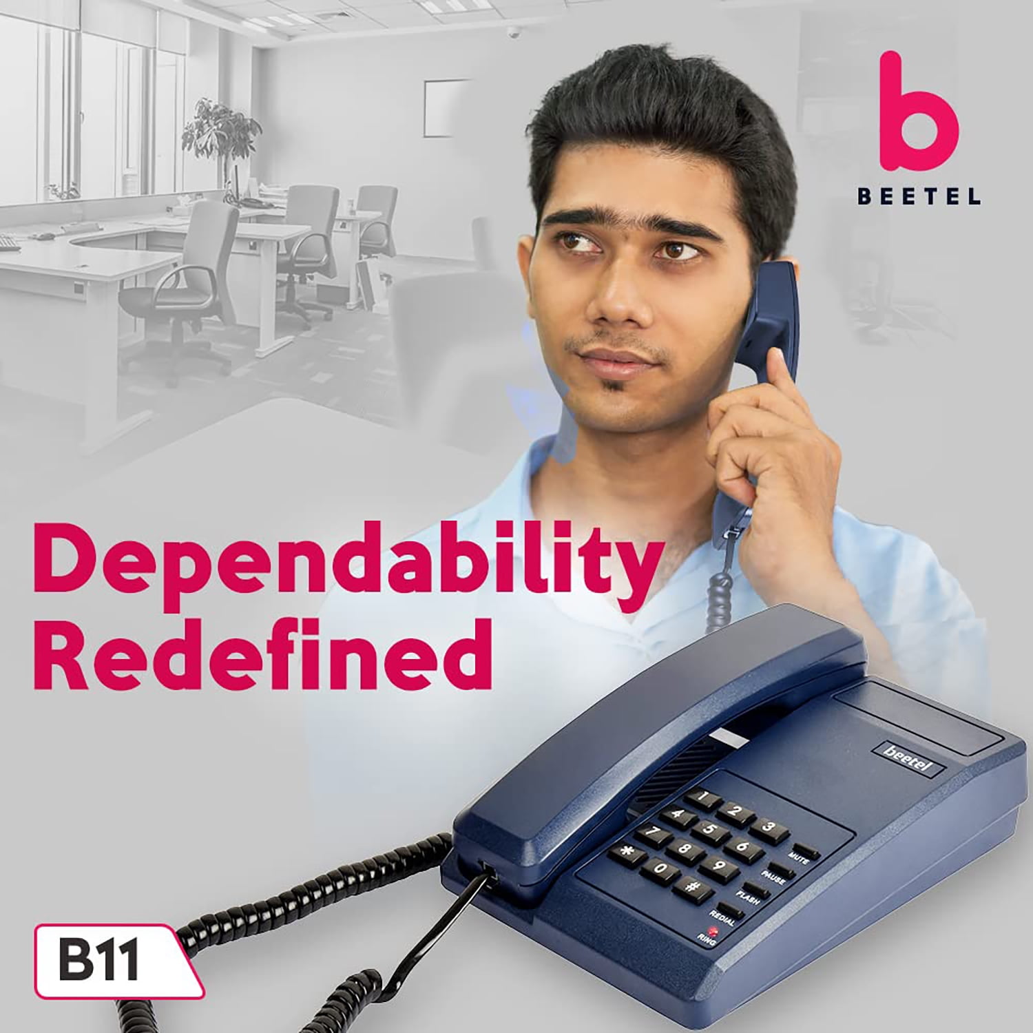 Beetel B11 Corded Landline Phone, Ringer Volume Control, LED for Ring  Indication, Wall/Desk Mountable, Classic Design, Clear Call Quality,  Mute/Pause/Flash/Redial Function (Made in India)(Blue)(B11) : Amazon.in:  Electronics