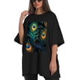 thumbnail image 4 of Plus Size Shirt for Women Oversized Black Tops for Women Short Sleeves Shirt for Women Peacock Hair 2 T Shirt Crewneck Shirt for Women M, 4 of 5