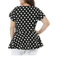thumbnail image 3 of Agnes Orinda Women's Plus Size Easter Tops Peplum Hem Short Sleeve Summer Polka Dot Shirts Blouses 2X Black, 3 of 7