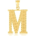thumbnail image 4 of Floreo 10k Yellow Gold 0.7" Textured Block Letter Initial A-Z Alphabet Charm Pendant with Optional Chain Necklace, 4 of 6