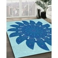 thumbnail image 3 of Ahgly Company Machine Washable Indoor Square Transitional Blue Area Rugs, 4' Square, 3 of 7