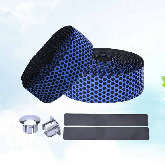 WHAMVOX Blue Bicycle Handlebar Tape with Shock-absorbent Silicone Straps for Outdoor Bikes Portable Nonslip