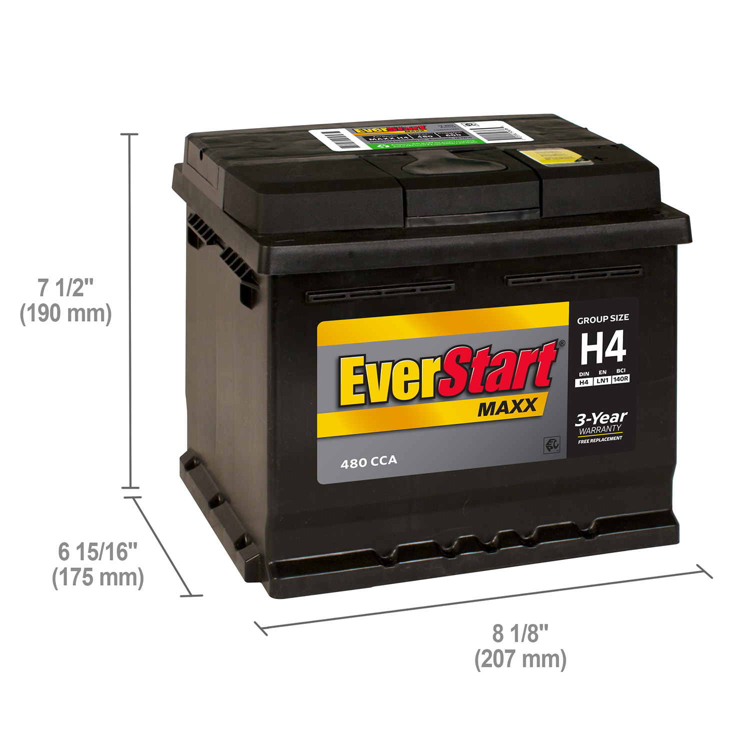 EverStart Maxx Lead Acid Automotive Battery, Group Size H4 / LN1 / 140R ...