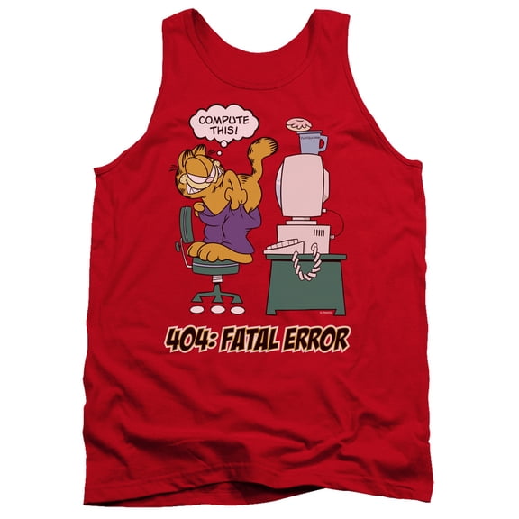 Garfield Compute This Adult Tank Top Red