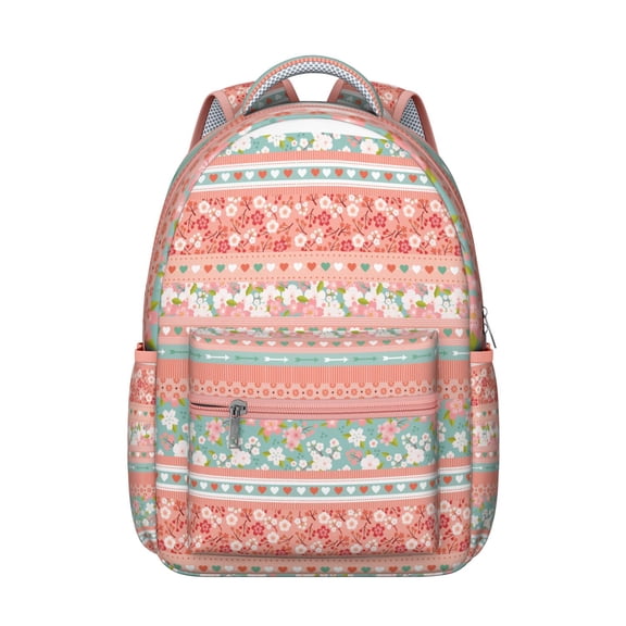 Boho Vintage Print Backpack - 17" Spacious Laptop Compartment, Durable College Daypack, Water-Resistant Tribal Design for Women & Men