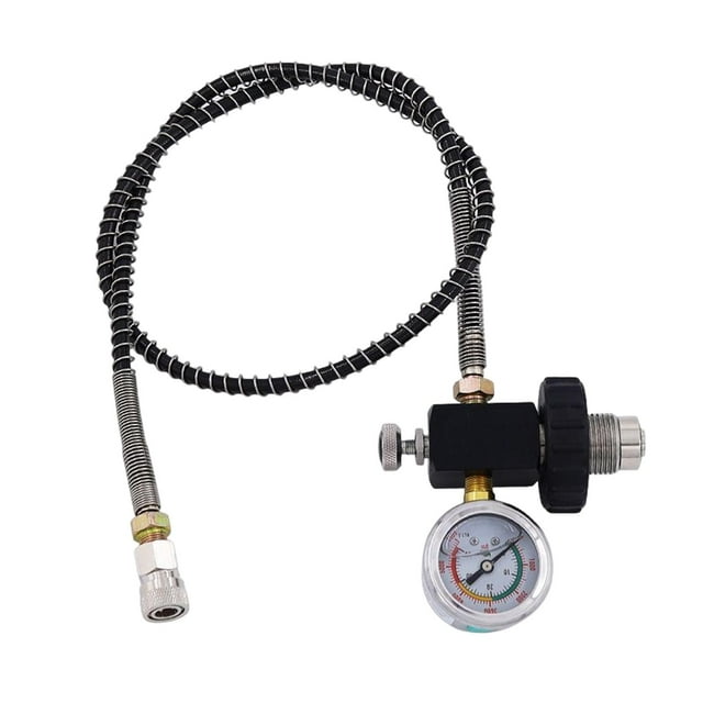 Adaptador de recarga de buceo Sistema de carga de aire duradero Adaptador de llenado de tanque con manómetro Negro Zulema Adaptador de recarga del tanque de buceo