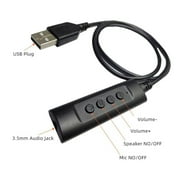 3.5mm to USB External Sound Card with Volumes Control/Mics/Speaker On OffButton Automatically Detect Sound Card