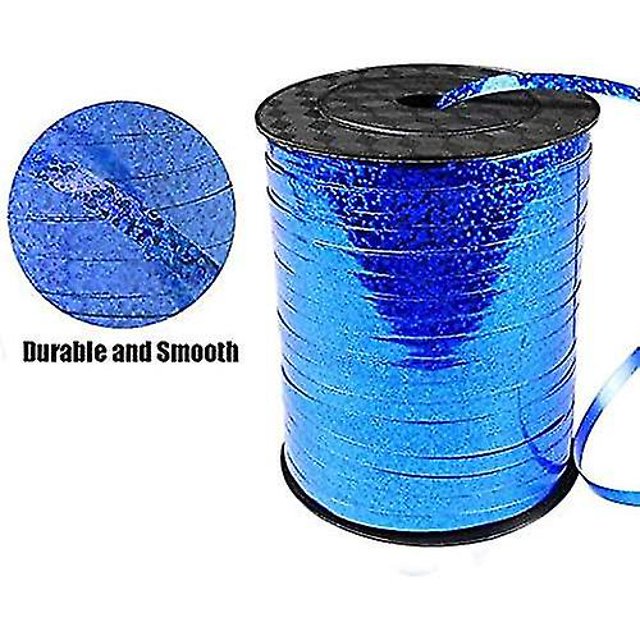 500 Yardas Azul Cinta Rizada Engarzada Globo Metálico Brillante Rollo De Cuerda Cinta De Envoltura De Regalo Para Fiesta Festival Arte Artesanía Decoración Floristería Flores Decoración ShuxiuWang 8390611138288
