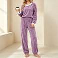 thumbnail image 4 of Pajama Set for Women Loose Solid And Winter Underwear Loungewar Thick And Velvet Warm Long Sleeves Top Pants Pajama Sets, 4 of 8