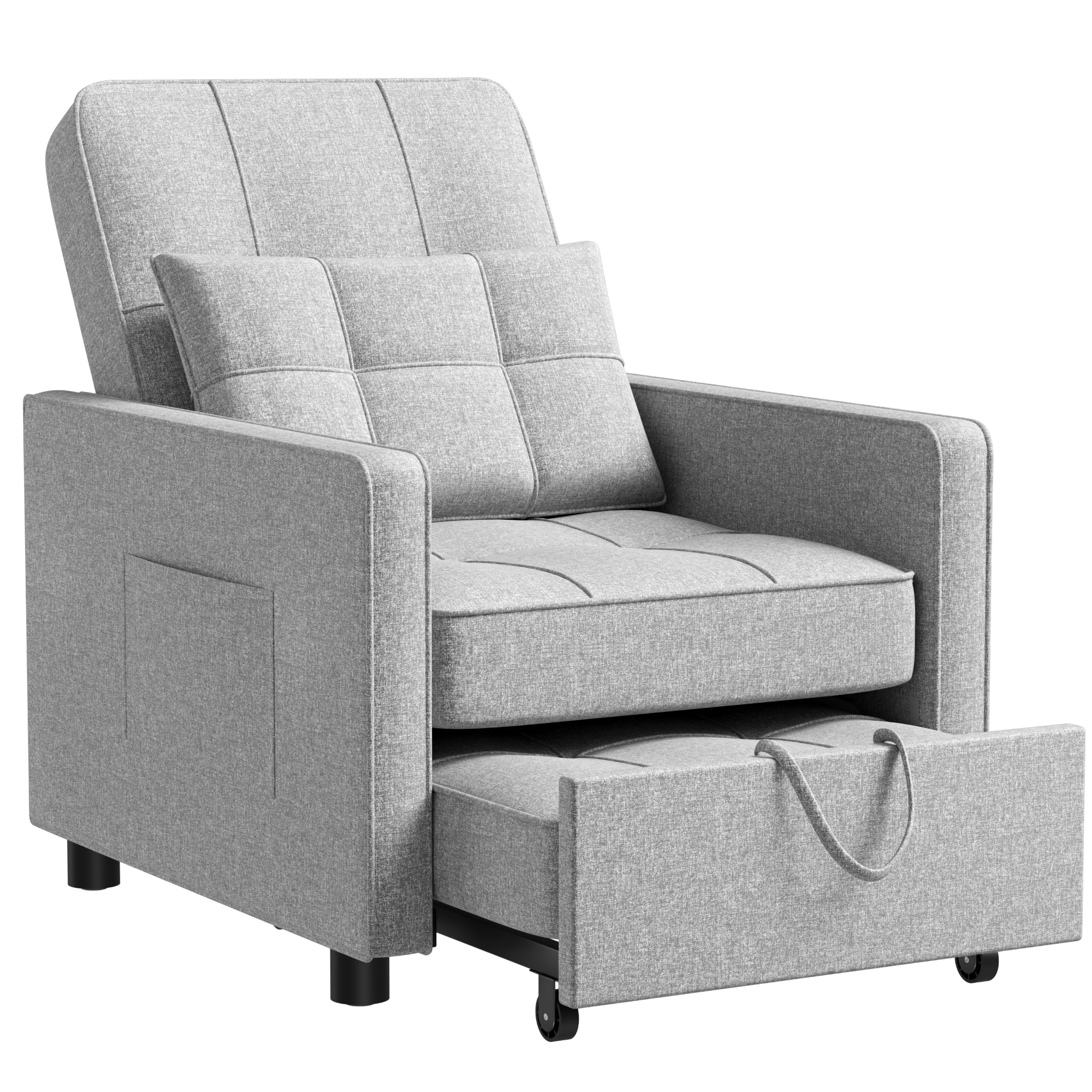 Homall Sleeper Sofa Chair Bed 3 in 1 Convertible Bed Chair Adjustable Sleeper Chair Pullout Sofa Bed,Grey