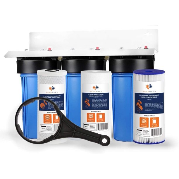 Aquaboon Big Blue 10” x 4.5” 3Stage Whole House Water Filter System (1"Port)+ Bracket+Pleated