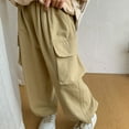 thumbnail image 4 of FAIWAD Toddler Boys Girls Casual Cargo Jogger Pants Elastic High Waist Pockets Trousers Kids Trendy Streetwear Baggy Pants, 4 of 5