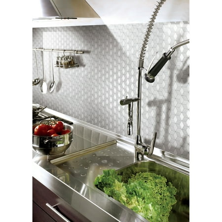 Stainless Backsplash - Art3d Stick On Wall Tile Kitchen Backsplash Aluminium Mosaic, 12