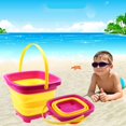 thumbnail image 3 of 1 Set Beach Toy Set Collapsible Sand Bucket Mini Shovel Rake Three-Piece Playing Set Interactive Toy Accessories Kids Baby Beach Sand Castle Sandbox Toy Set Summer Outdoor, 3 of 10