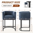 thumbnail image 3 of ClinQ Counter Height Bar Stool Set of 4, 26 in Fabric Upholstered Seat, Metal Legs for Indoor Dining Room and Kitchen Island, Blue, 3 of 12