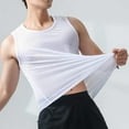 thumbnail image 4 of Sevevn Men's Pullover Solid Color Top T-shirt - Outdoor Elastic Workout Tight Solid Color Round-Neck Tank Top White XXL Sales Today Clearance, 4 of 5