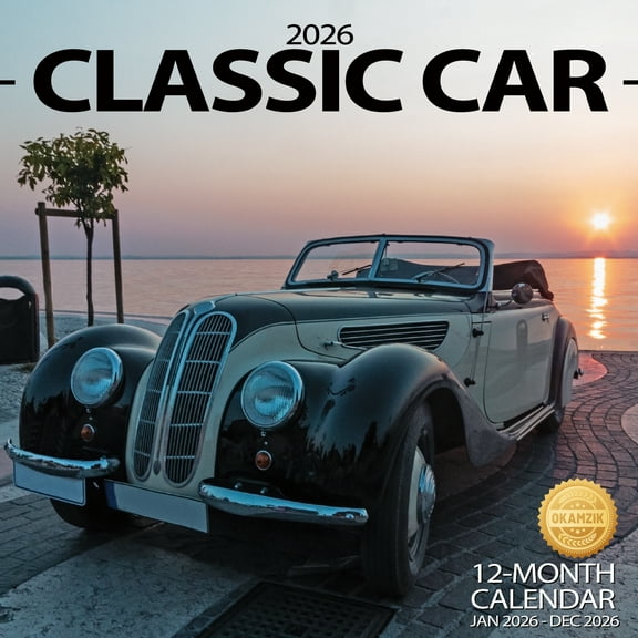 Wall Calendar 2025-2026 Planner Calendar - Classic Car Hangable Monthly Wall Calendar with Large Blocks for Organizing & Planning, Academic Schedule, Home, Office & family, Thick & Sturdy Paper