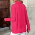 thumbnail image 5 of 2025 Sweaters for Women Long Sleeve Turtleneck Tops Fall Winter Soft Warm Cozy Wool Knit Sweater Pullover Hot Pink M, 5 of 5
