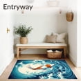 thumbnail image 3 of ODIKA 4'x6' Machine Washable Non-Slip Area Rug, Koi Pond Serenity Artistic Fish Entry Foyer Accent High Traffic Rug, Blue, 101956, 3 of 5
