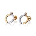 thumbnail image 3 of Aretes de oro 14k GIALLO Broquel GIALLO COLLECTION One de oro blanco y amarillo con circonia, 3 of 5