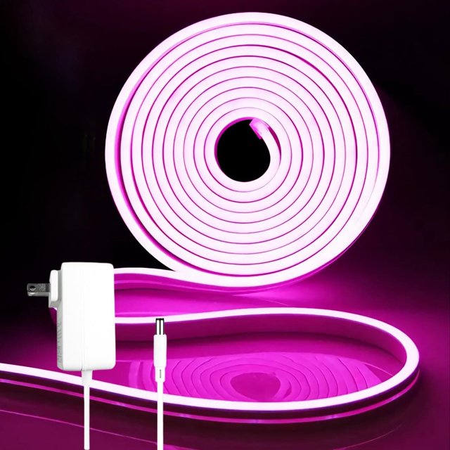 WANGQ LED Strip White 16.4ft/5m Neon Strip 12V Silicone Waterproof Flexible LED Neon Rope Light (Power Adapter Not Included)