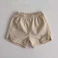 thumbnail image 4 of CQONEPT Boys Girls Shorts Summer Elastic Waist School Uniform Shorts with Pockets 5-14 Years Khaki 1 Years, 4 of 7