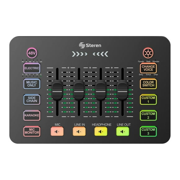 Mezcladora de 4 canales para streaming y grabación